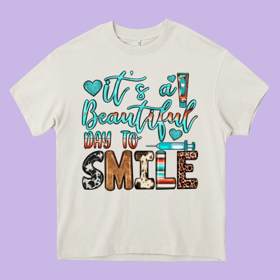 It’s A Beautiful Day To Smile Heavy Core Tee Designed By Jahusdesignshop