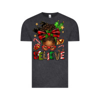 Vintage Black christmas believe afro messy bun Vintage Tee - texasbilliewilder