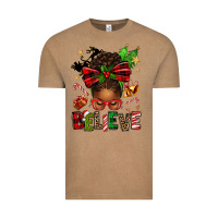 Christmas Believe Afro Messy Bun Vintage Tee | Teevron