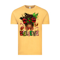 Vintage Mustard christmas believe afro messy bun Vintage Tee - texasbilliewilder