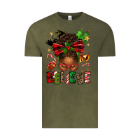 Vintage Olive christmas believe afro messy bun Vintage Tee - texasbilliewilder
