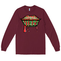 Burgundy summer vibes watermelon lips Long Sleeve Tee - Jasminsmagicworld
