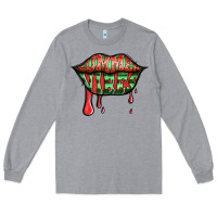 Heather Grey summer vibes watermelon lips Long Sleeve Tee - Jasminsmagicworld
