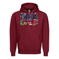 Burgundy It's Freezing Season Zipper Hoodie - CowhideDigitalArt