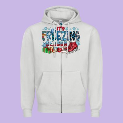 It's Freezing Season Zipper Hoodie Designed By Cowhidedigitalart