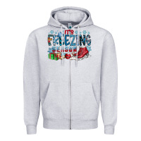 Heather Grey It's Freezing Season Zipper Hoodie - CowhideDigitalArt