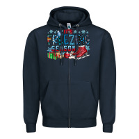 Navy It's Freezing Season Zipper Hoodie - CowhideDigitalArt