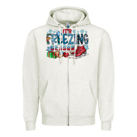 Oatmeal Heather It's Freezing Season Zipper Hoodie - CowhideDigitalArt