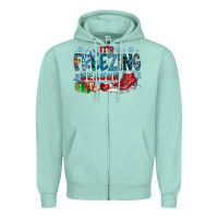Seafoam It's Freezing Season Zipper Hoodie - CowhideDigitalArt