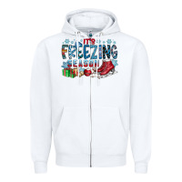 White It's Freezing Season Zipper Hoodie - CowhideDigitalArt