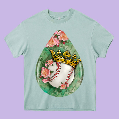 Baseball And Western Roses Teardrop  6 Heavy Core Tee Designed By Bundleandbundleshop