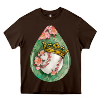 Chocolate Brown baseball and western roses teardrop  6 Heavy Core Tee - BundleAndBundleShop