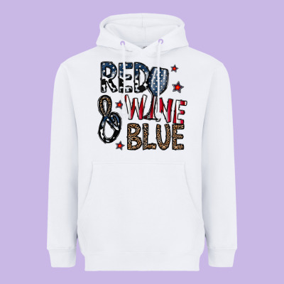 Red Wine Blue Heavyweight Hoodie Designed By Cowhidedigitalart