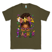 Army Green mardi gras teacher afro messy bun Classic Tee - texasbilliewilder
