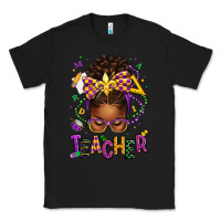Black mardi gras teacher afro messy bun Classic Tee - texasbilliewilder