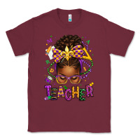 Burgundy mardi gras teacher afro messy bun Classic Tee - texasbilliewilder