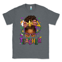 Charcoal Heather mardi gras teacher afro messy bun Classic Tee - texasbilliewilder