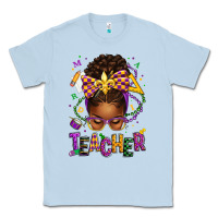Dusty Blue mardi gras teacher afro messy bun Classic Tee - texasbilliewilder