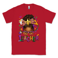 Red mardi gras teacher afro messy bun Classic Tee - texasbilliewilder