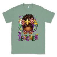 Sage mardi gras teacher afro messy bun Classic Tee - texasbilliewilder