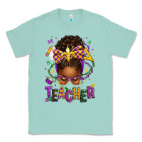 Seafoam mardi gras teacher afro messy bun Classic Tee - texasbilliewilder