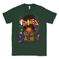 Sports Green mardi gras teacher afro messy bun Classic Tee - texasbilliewilder
