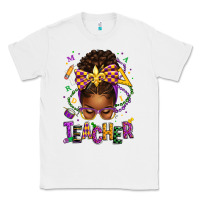 White mardi gras teacher afro messy bun Classic Tee - texasbilliewilder