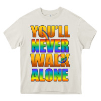 Cream Lgbtq You'll Never Walk Alone With Peace Heavy Core Tee - BundleAndBundleShop