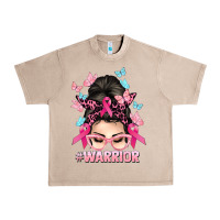 French Oak Warrior Cancer messy bun Cancer Awareness Urban Heavy Tee - HowdyJamesFarm