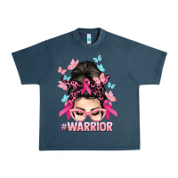 Midnight Navy Warrior Cancer messy bun Cancer Awareness Urban Heavy Tee - HowdyJamesFarm