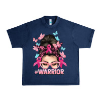 Navy Warrior Cancer messy bun Cancer Awareness Urban Heavy Tee - HowdyJamesFarm