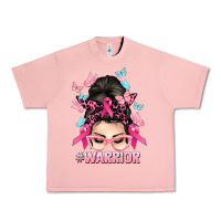 Salmon Warrior Cancer messy bun Cancer Awareness Urban Heavy Tee - HowdyJamesFarm