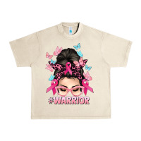 Sandshell Warrior Cancer messy bun Cancer Awareness Urban Heavy Tee - HowdyJamesFarm