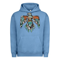 Pigment Pebble Blue thunderbird with gemstone Urban Hoodie - BarkalooDesign