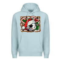 Blue Mist Soccer Ball Christmas With Hat And Candy Cane Premium Hoodie - FaDigitalArtStudio
