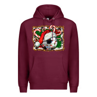 Burgundy Soccer Ball Christmas With Hat And Candy Cane Premium Hoodie - FaDigitalArtStudio
