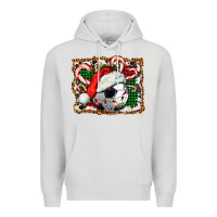 Dove Grey Soccer Ball Christmas With Hat And Candy Cane Premium Hoodie - FaDigitalArtStudio