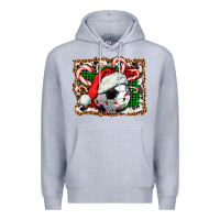 Heather Grey Soccer Ball Christmas With Hat And Candy Cane Premium Hoodie - FaDigitalArtStudio