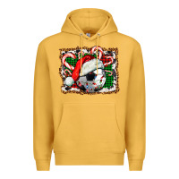 Mustard Soccer Ball Christmas With Hat And Candy Cane Premium Hoodie - FaDigitalArtStudio