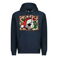 Navy Soccer Ball Christmas With Hat And Candy Cane Premium Hoodie - FaDigitalArtStudio