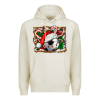 Oatmeal Heather Soccer Ball Christmas With Hat And Candy Cane Premium Hoodie - FaDigitalArtStudio