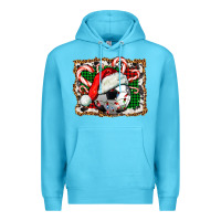 Ocean Blue Soccer Ball Christmas With Hat And Candy Cane Premium Hoodie - FaDigitalArtStudio