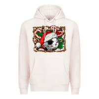 Pale Pink Soccer Ball Christmas With Hat And Candy Cane Premium Hoodie - FaDigitalArtStudio