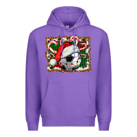 Purple Soccer Ball Christmas With Hat And Candy Cane Premium Hoodie - FaDigitalArtStudio