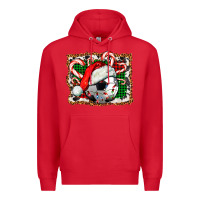 Red Soccer Ball Christmas With Hat And Candy Cane Premium Hoodie - FaDigitalArtStudio