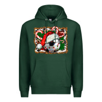 Sports Green Soccer Ball Christmas With Hat And Candy Cane Premium Hoodie - FaDigitalArtStudio
