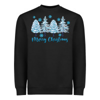 Black merry christmas blue trees Heavyweight Sweatshirt - FaDigitalArtStudio