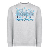 Heather Grey merry christmas blue trees Heavyweight Sweatshirt - FaDigitalArtStudio