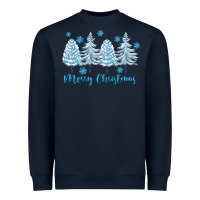 Navy merry christmas blue trees Heavyweight Sweatshirt - FaDigitalArtStudio