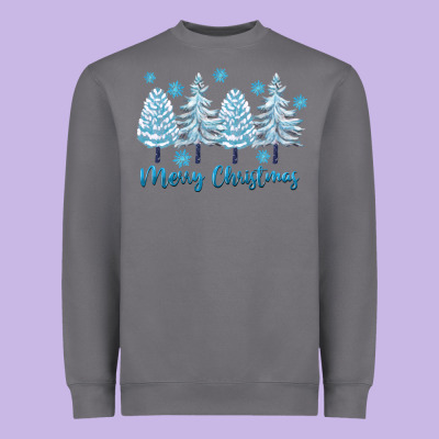 Merry Christmas Blue Trees Heavyweight Sweatshirt Designed By Fadigitalartstudio